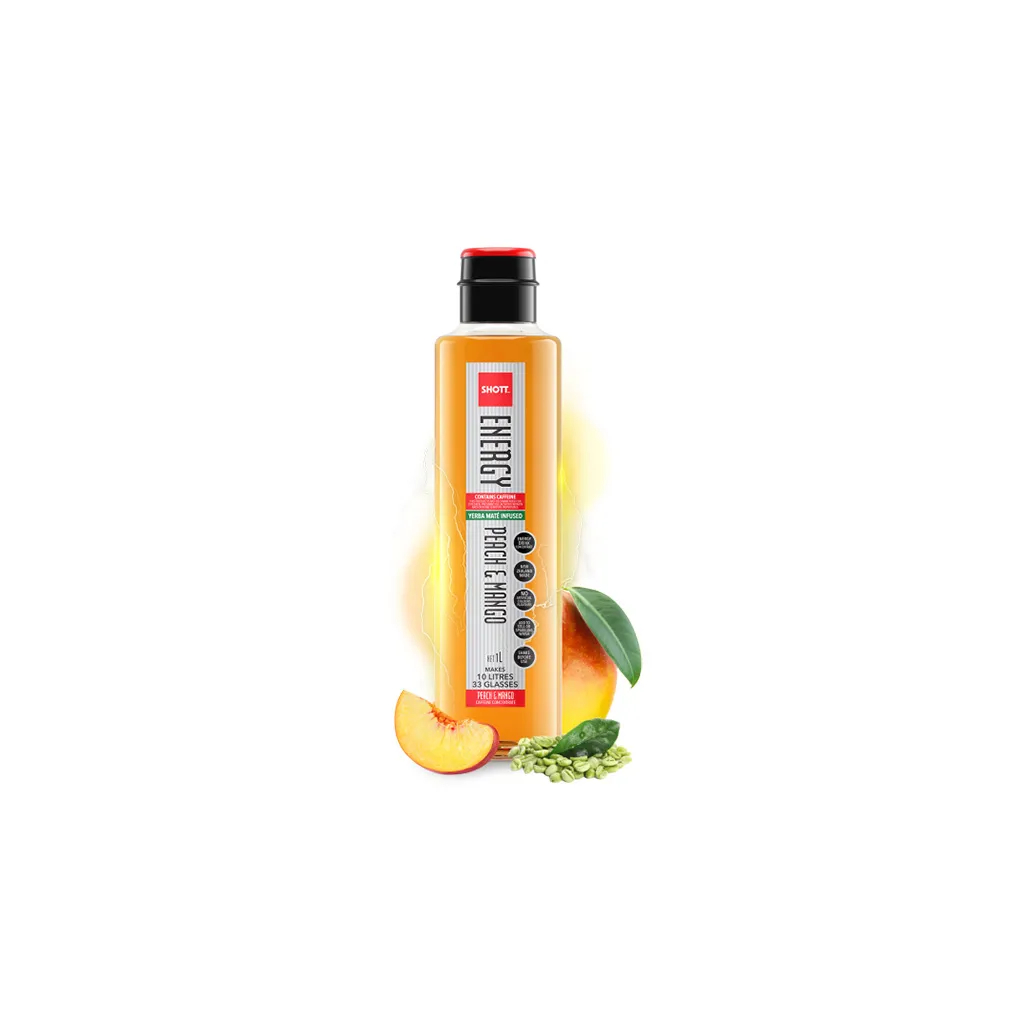 SHOTT Energy Peach and Mango Yerba Maté Syrup 1 litre